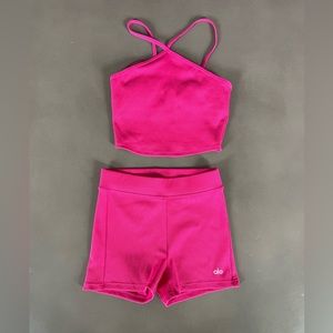Alo Yoga Ribbed Pink Workout Set